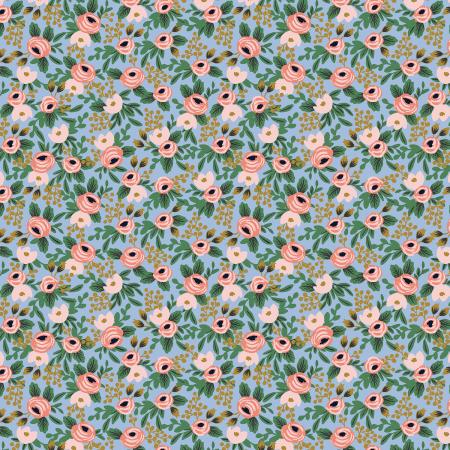 Garden Party - Les Fleurs Rosa - Chambray metallic | par 1/2 mètre